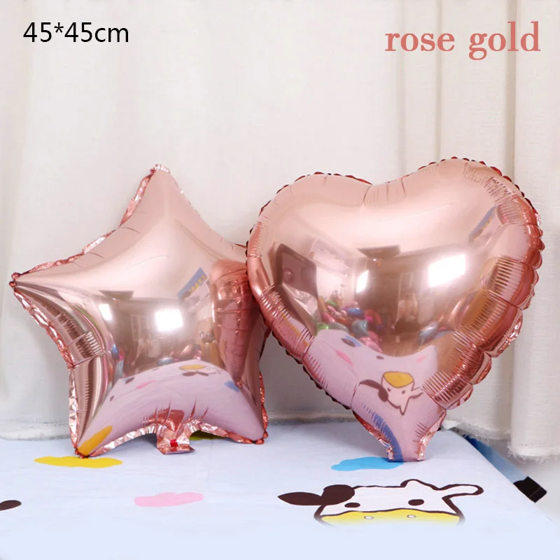 New 18-inch rose gold Star and Heart aluminum balloon children's birthday party Bride and groom wedding decoration balloons New 18-inch rose gold Star and Heart aluminum balloon children's birthday party Bride and groom wedding decoration balloons