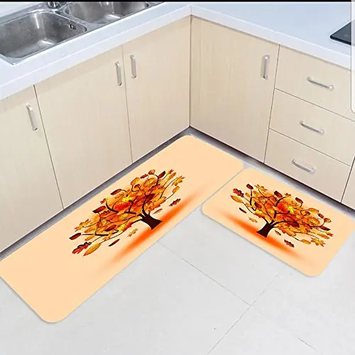 2 Piece Kitchen Mats And Rugs Set Autumn Fallen Leaves Home Deocr 2 Piece Kitchen Mats And Rugs Set Autumn Fallen Leaves Home Deocr Non Skid Area Runner Doormats Carpet