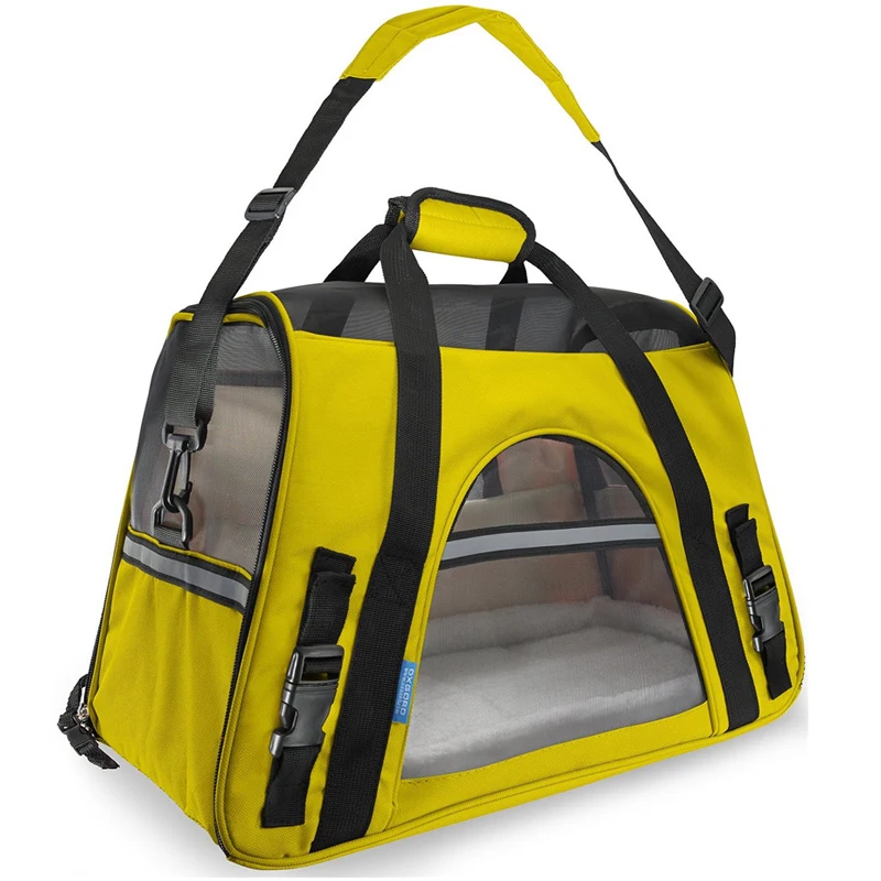 

Airline Approved Soft Sided Pet Carrier by Mr. Peanut's, Low Profile Travel Tote with Fleece Bedding, Premium Zippers & Metal