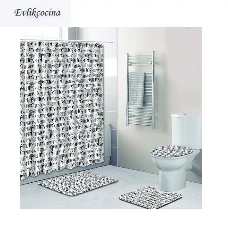 شحن مجاني الإنجليزية رسائل Banyo Paspas الحمام السجاد U المرحاض طقم مشايات حمام يمتص الماء مضاد للبكتريا لوح مانع للانزلاق Tapis Salle دي باين الفومبرا بانو مشايات الحمام Aliexpress