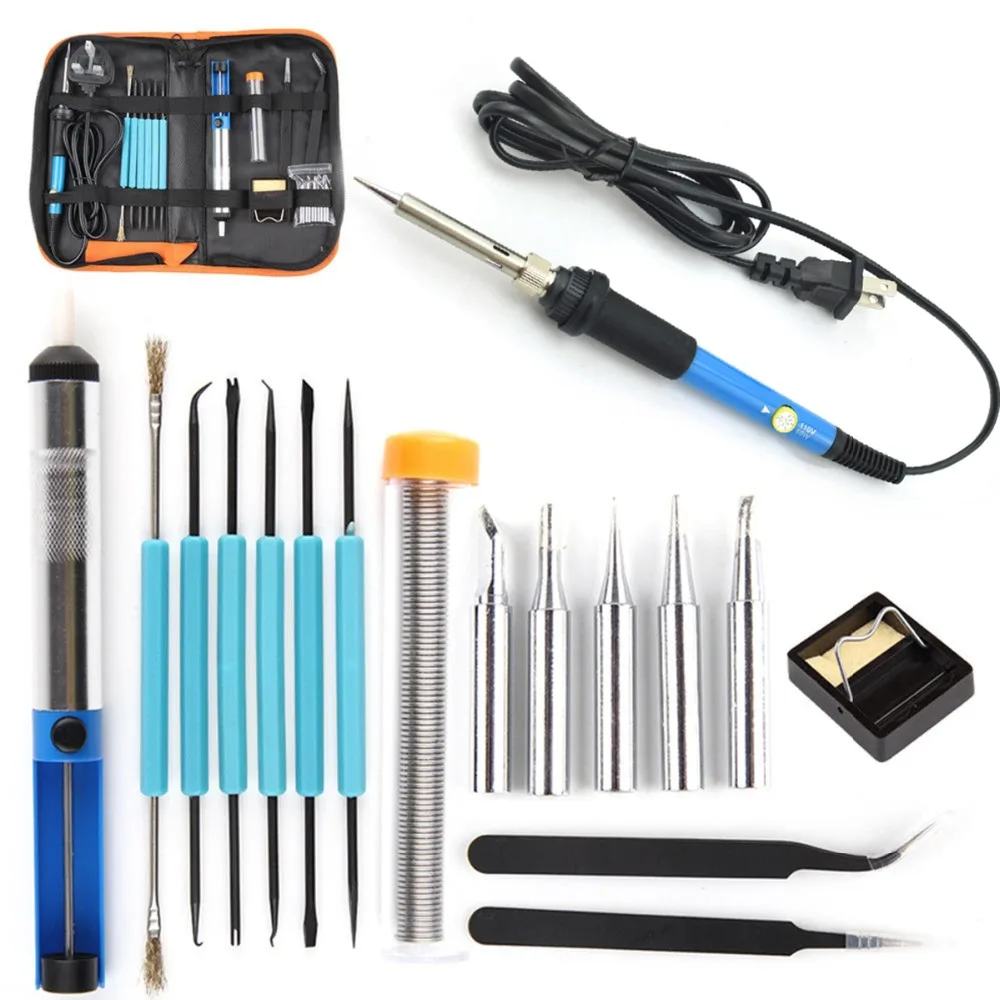 

17pcs/set Adjustable Temperature 60W Soldering Iron Kit Electronics Welding Irons Tool with US Plug - 110V | UK Plug - 220V