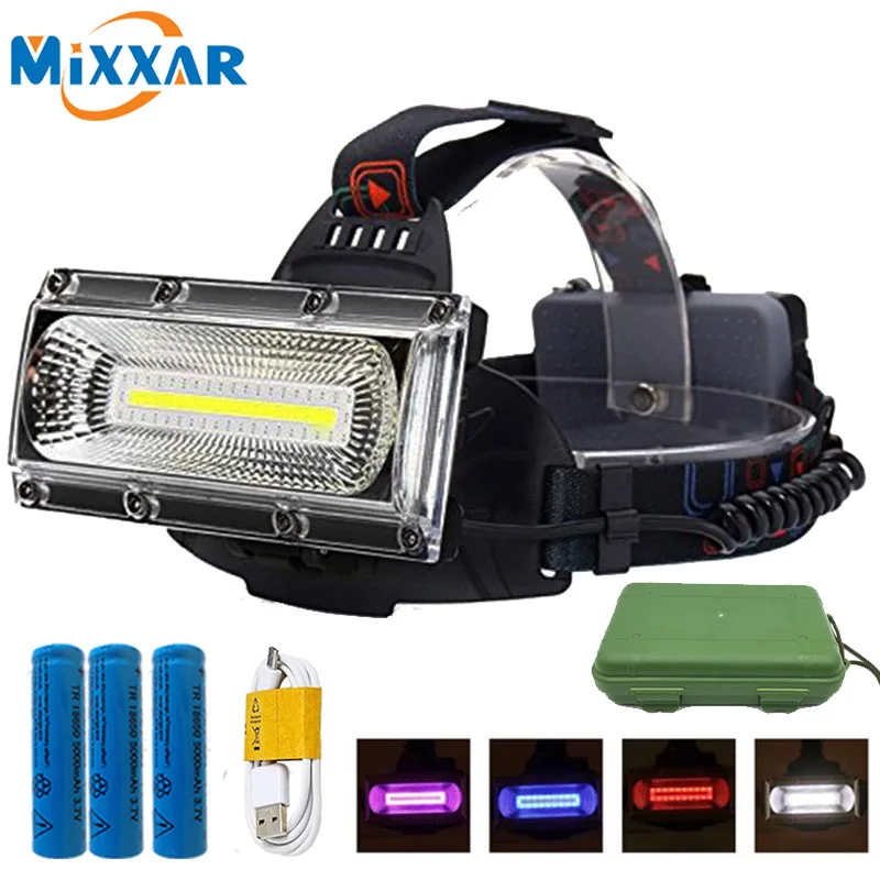 

ZK20 Rechargeable LED COB Headlamp Headlight Head lamp Fishing Camping Hiking working Light Torch+3x18650 battery +USB charger