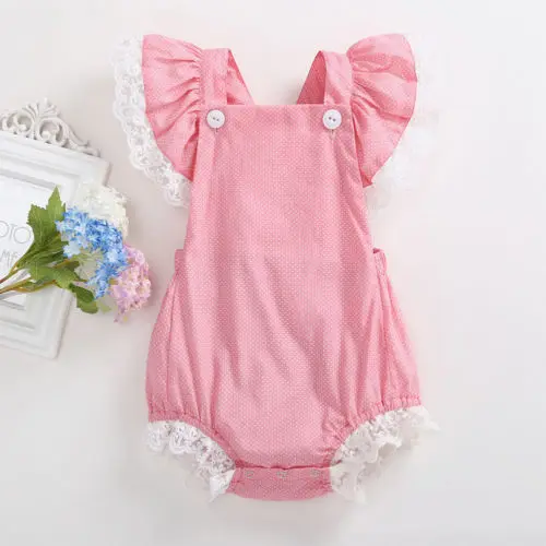 

New CANIS Infant Baby Girls Lace Polka Dot Bodysuit Jumpsuit Playsuits Outfit