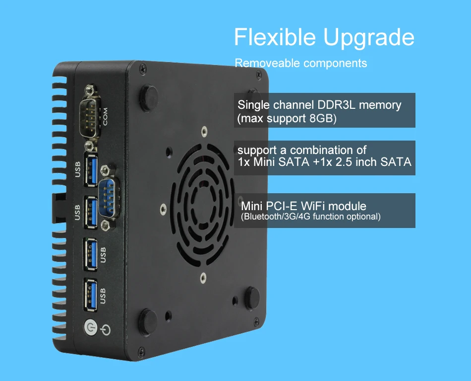 Безвентиляторный мини-ПК Celeron 2955U 1,40 ГГц двойная LAN Windows 7 Wifi 2 * HDMI 2 * COM бытовой ПК HTPC TV корпус мини-компьютер