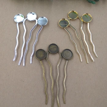 

10pc/Lot Cabochon 12mm Hair Tuck Comb Hair Bobby Pin clip,Antique Bronze/Gold/Silver/Black Hairpin DIY Handmade Vintage Jewelry