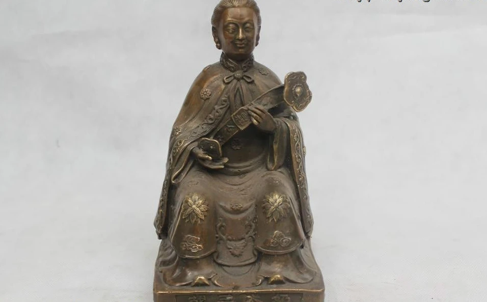 

9"Chinese Folk Pure Bronze excellent Lucky Hu San Tai Nai Statue