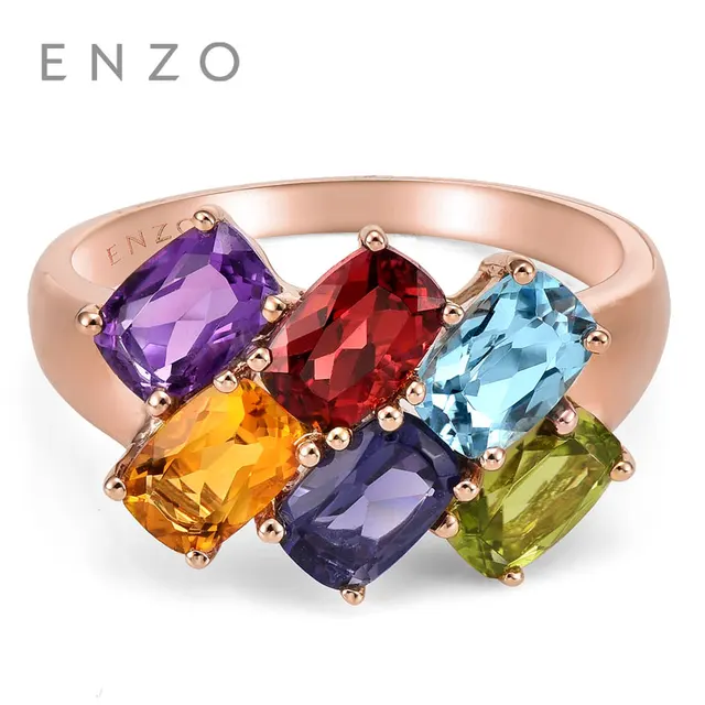 Enzo Rainbow 18k Gold Ring Natural Colourful Crystal Ring With Fancy Design Wonderful Jewelry Totally 3ct Rings Aliexpress