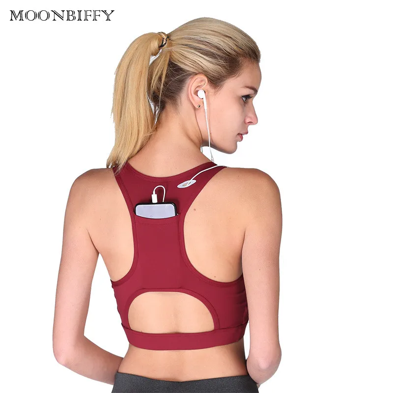 2018 New Back Pocket High Quality Shock Sports Bra Women Shakeproof