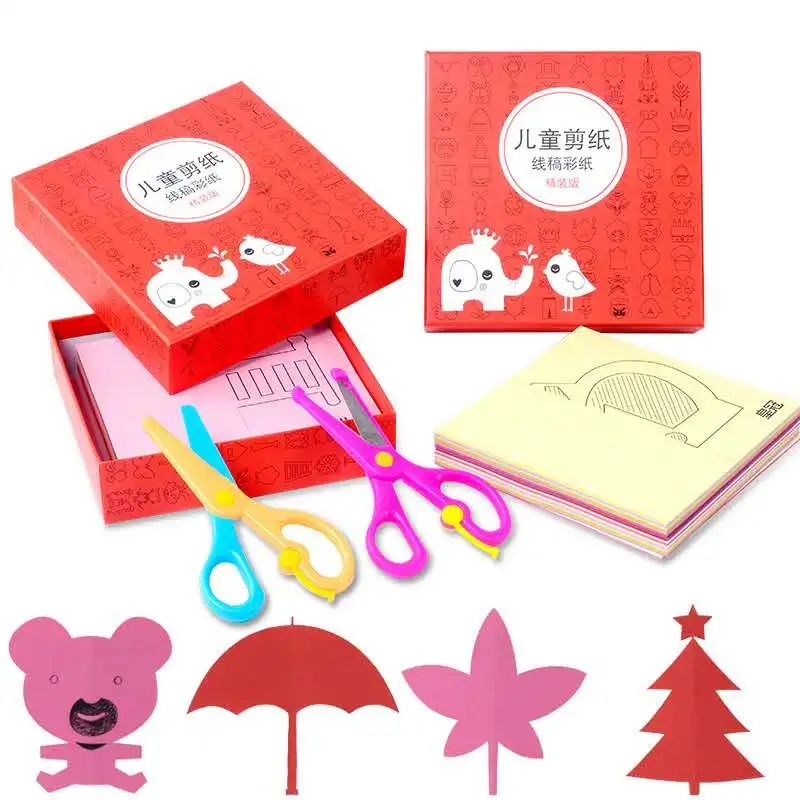

Kids Early Learning Educational Toys Colored Card Teaching Tools DIY Scissors Cutting Folded Craft Paper Toys Gifts For Children