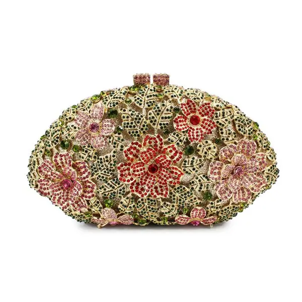 rose pattern indian clutch purses wholesale stone clasp clutch bags