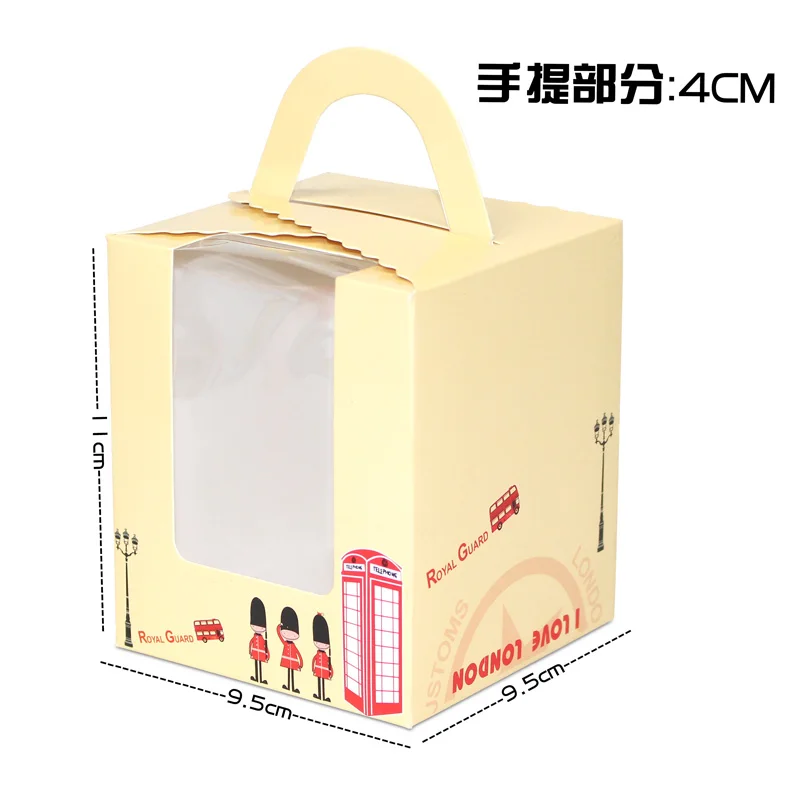20 шт 9,5*9,5*11 см Подарочная коробка для кексов с ручкой для свадебного торта и упаковочная коробка для кексов