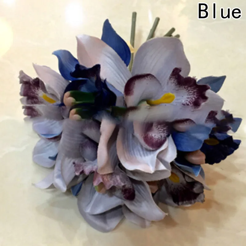 Букет из 7 штук орхидеи латекса Cymbidium для домашвечерние вечеринки искусственные