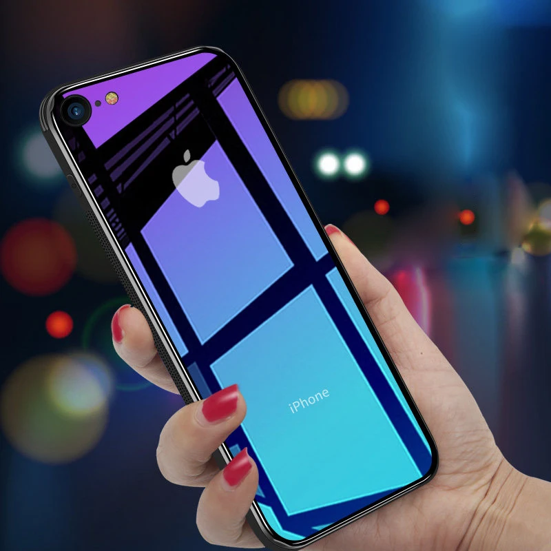 

Case For iPhone X Xr XS Max 7 8 Plus Cover Aurora Gradient Color Glass Translucent Korean Shiny Case For Huawei P20 P20 Pro Case