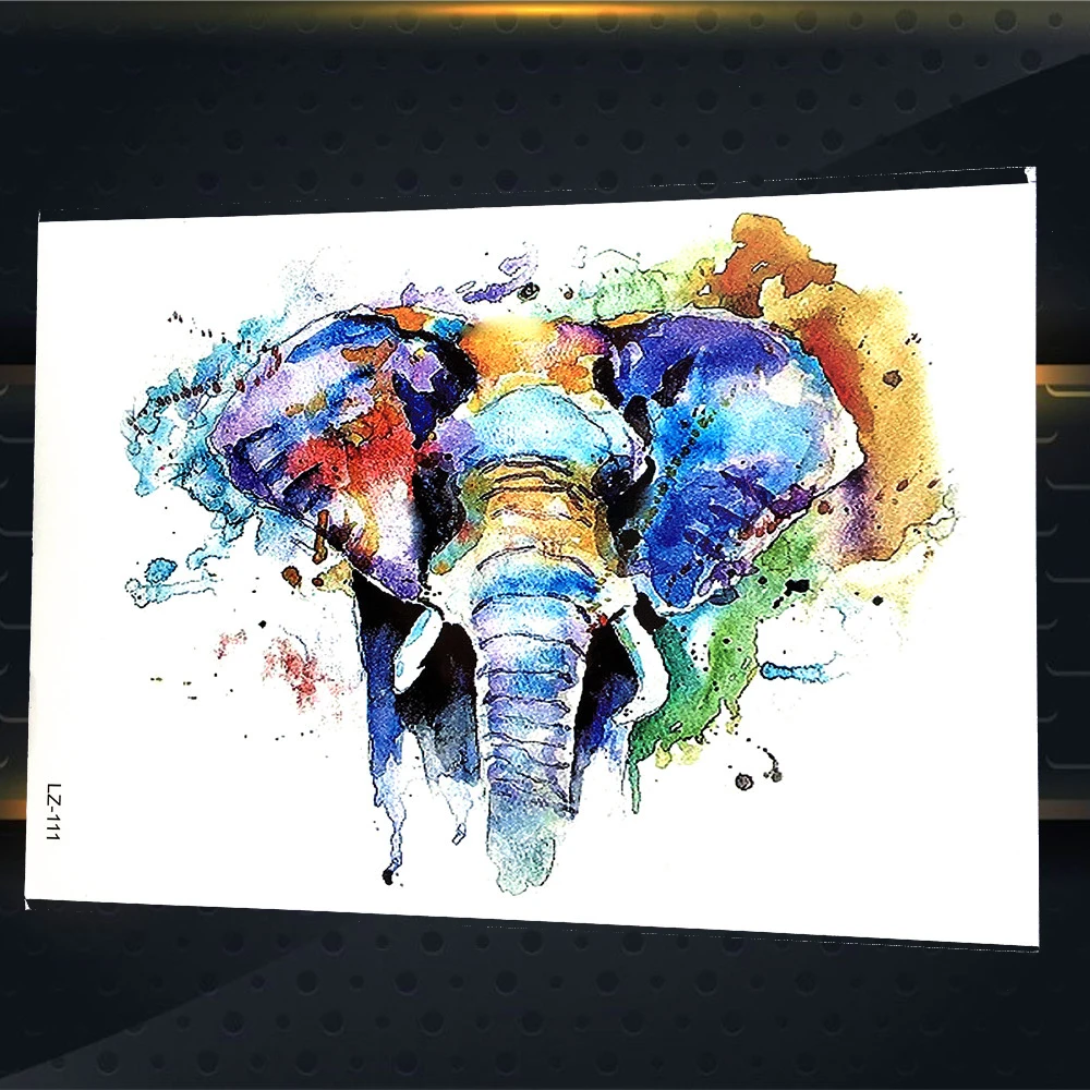 

25 Style Watercolor Elephant Temporary Tattoo Ganesha Pattern Men Body Art Onderarm Waterproof Tattoo Sticker Women Fake Tatoos