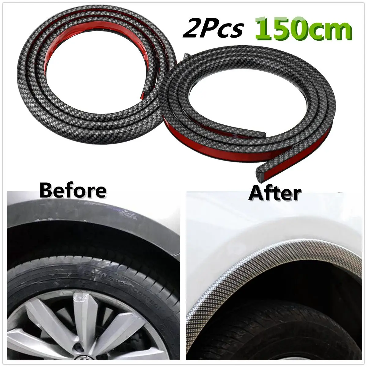 

Pair 150cm Universal Car for Fender Extension Wheel Eyebrow Cover Trim Strip Eyebrow Protector Lips Carbon Fiber Style