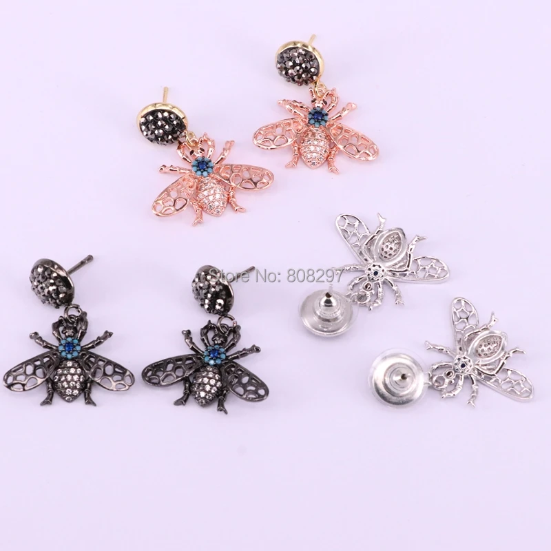 5 пар Популярные Модные Micro pave CZ насекомых Linlidada серьги циркония насекомых модные висячие серьги