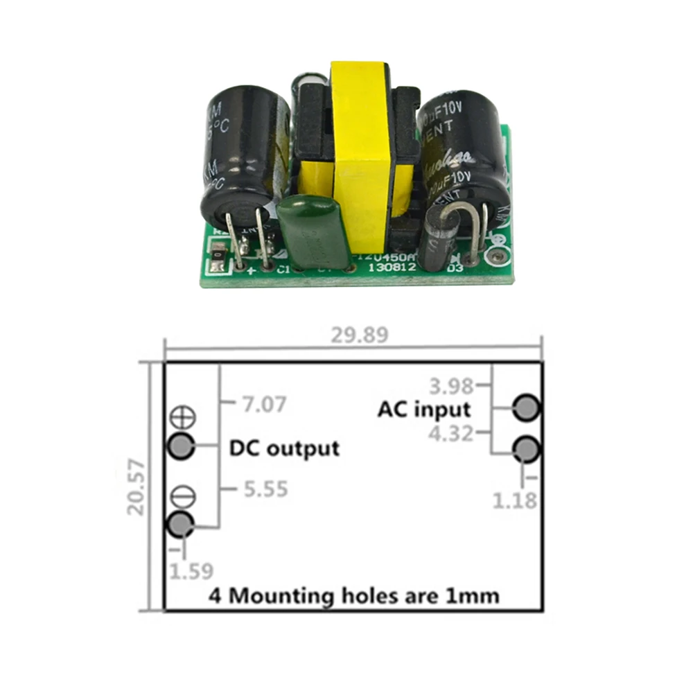 

AC-DC 5V 700mA 3.5W Precision Step-Down Converter AC 220V to 5V DC Step-Down Transformer Power Module for Arduino
