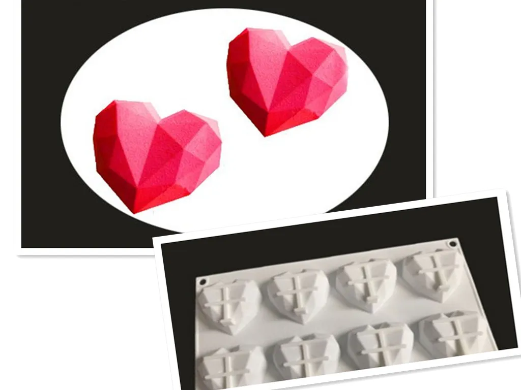 

Connected diamond loving Heart cake mold French dessert silica gel sugar baking tool DIY handmade Silicone Soap Molds