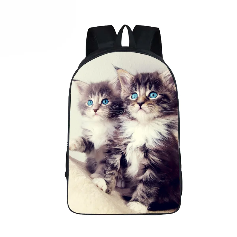

Customized Backpack Waterproof Canvas School Bags For Teenager Boys Girls Cat Printing Backpacks 15 inch Schoolbag Children Bag