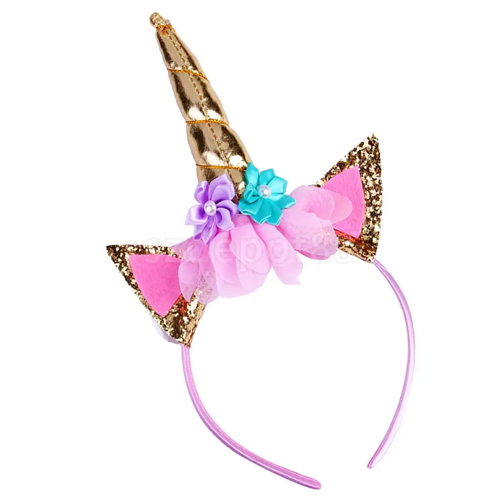 Children Kids Unicorn Horn Cat Ear Hair Hoop Xmas Birthday Party Headband Magic Decor