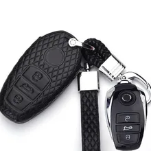 Чехол-держатель для ключей из натуральной кожи для VW Tiguan Touareg, 3 кнопки, сменный держатель для ключей