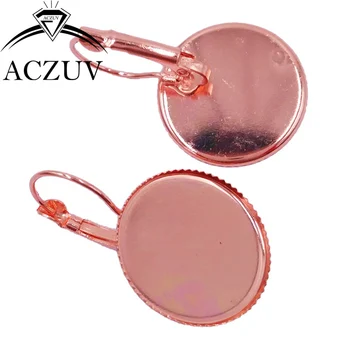 

200Pcs 10mm 12mm 20mm 25mm Rose Gold Color Round Teeth Bezel Leverback Earring Blanks Cabochon Base Setting REBH007