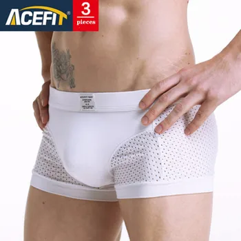 

3 pieces/lot Acefit Brand Men Underwear modal ice silk mesh male boxer Underpants Comfortable Soft Breathable Shorts Pants