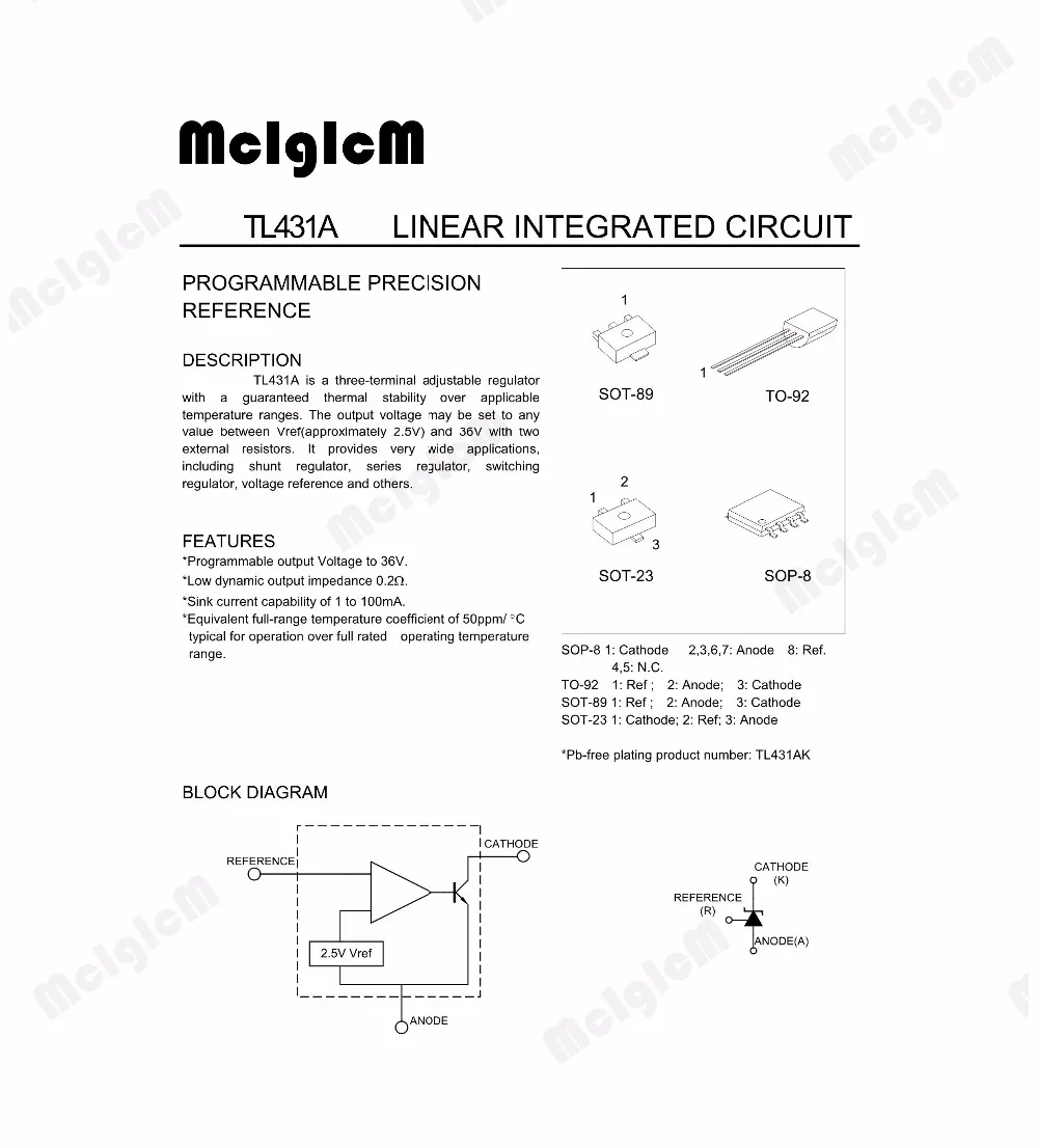 MCIGICM 50 шт. tl431 smd sot-23 tl431a sot23 Транзистор