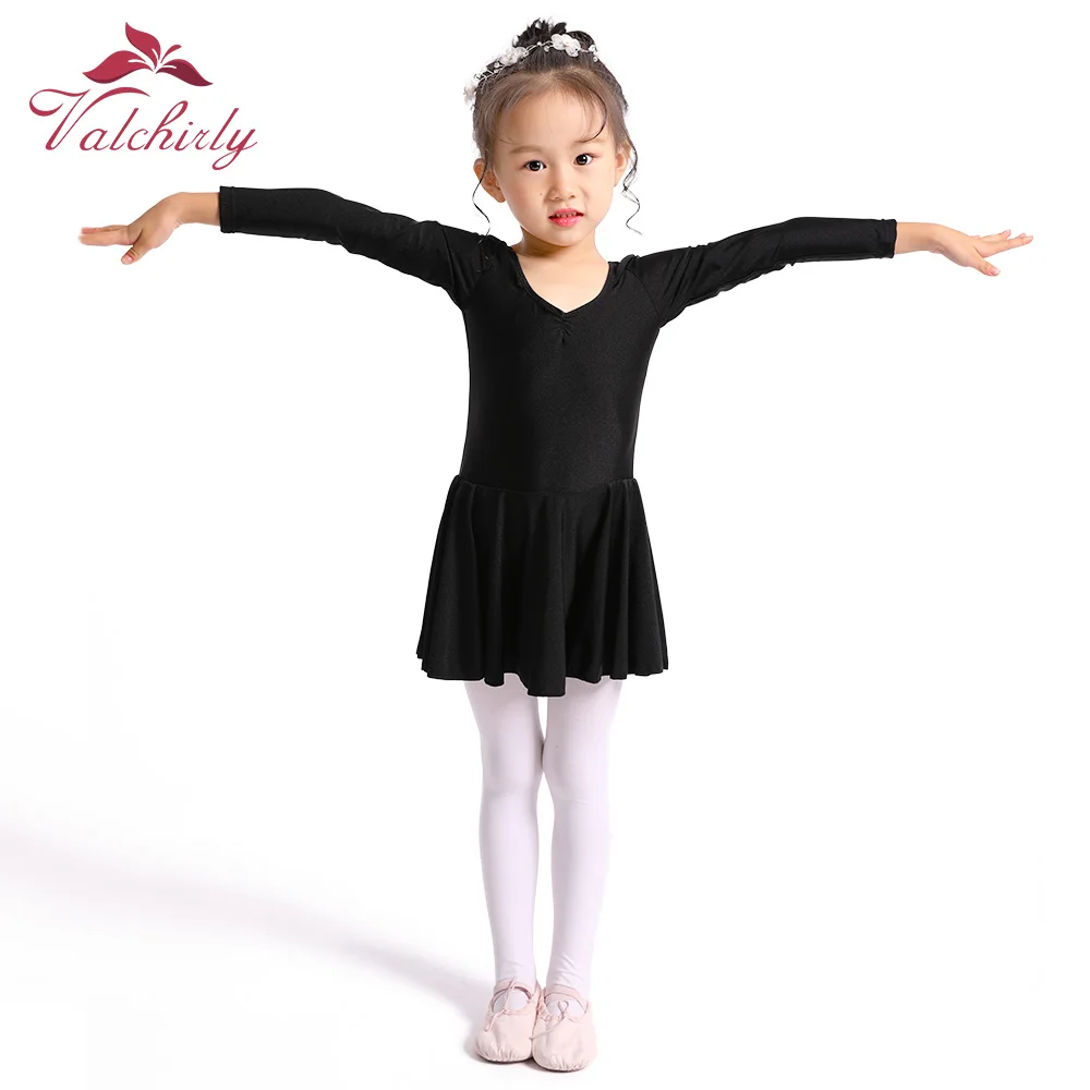 long sleeve-black С длинным рукавом трико для малыша белое детское платье для балета, танцев боди хорошее качество; Одежда для девочек - Цвет: long sleeve-black