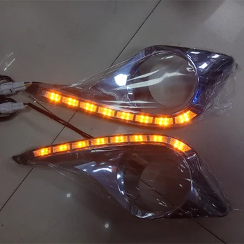 

Car Flashing 2pcs car-styling For Toyota Highlander 2011-2014 LED DRL Daytime driving Running Light Daylight Fog Lamp cover hole