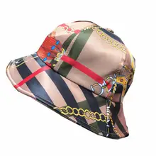 MISSKY женская летняя Панама с цепочкой на открытом воздухе атласная Солнцезащитная Рыбацкая шляпа женский аксессуар