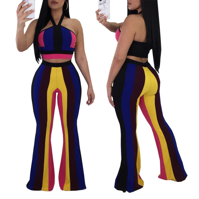 2 piece striped jumpsuit