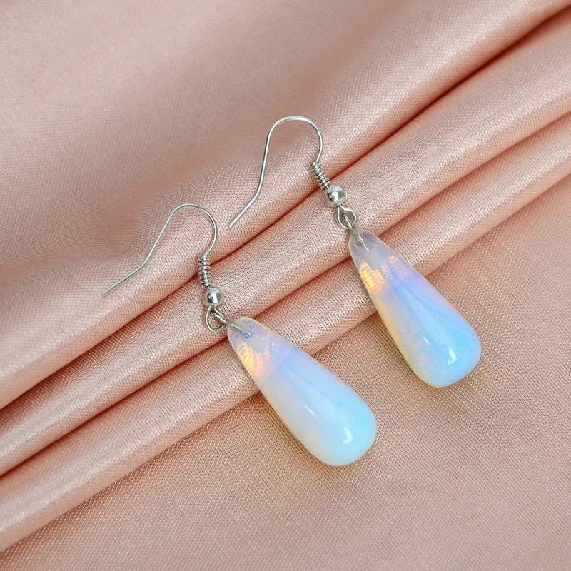 New Fashion Drop Earrings Women Charming Ear Jewelry Water Drops Moonstone Opal Hanging Earrings