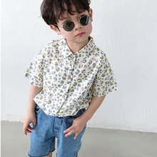 Стиль дети мальчик футболки Повседневное модные рубашки для детей тонкая, с коротким рукавом и леопардовым принтом топы для мальчиков для От 2 до 7 лет BC100