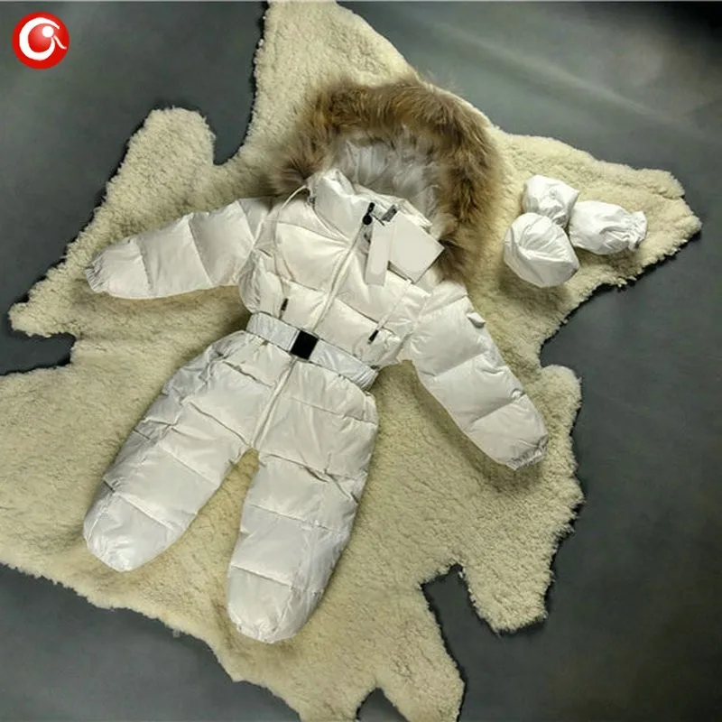 6M-4T Baby Girls White Duck Winter Down Coat +Down Gloves Clothes Kid Boys Ski Snow Thick Hooded Warm Jacket Clothing Snowsuit (14)