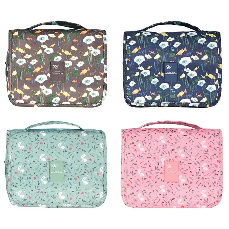

Fashion Print Cosmetic Bags Women Travel Cosmetic Organizer Cosmeticos Make Up Case Hanging Toiletry Storage Organizer Pouch