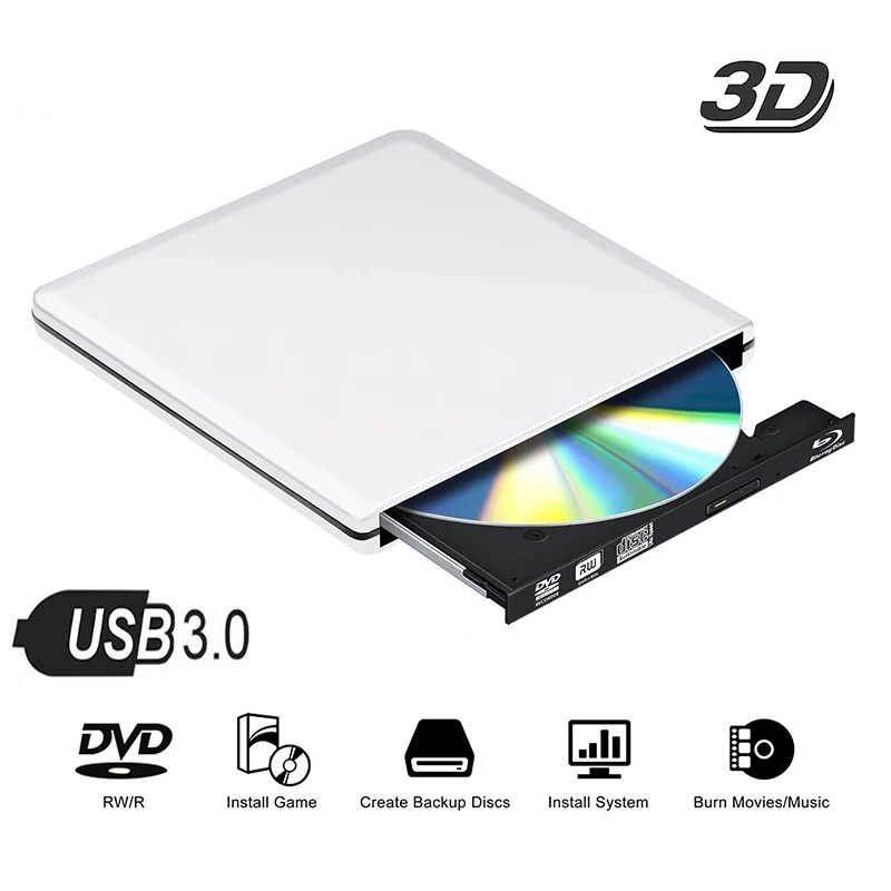 Maikou USB 3,0 4K Bluray Внешний Оптический привод 3D плеер BD-RE горелки Регистраторы DVD+/-RW/Оперативная память диски для компьютера Windows7/8/10