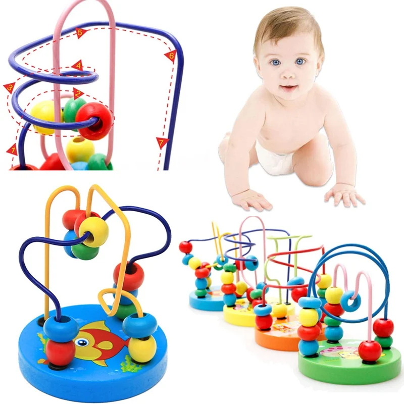 Baby Toddler Early Educational Lovely Animals Round Wood Beads Kids Toys For Newborns Children Education Toys