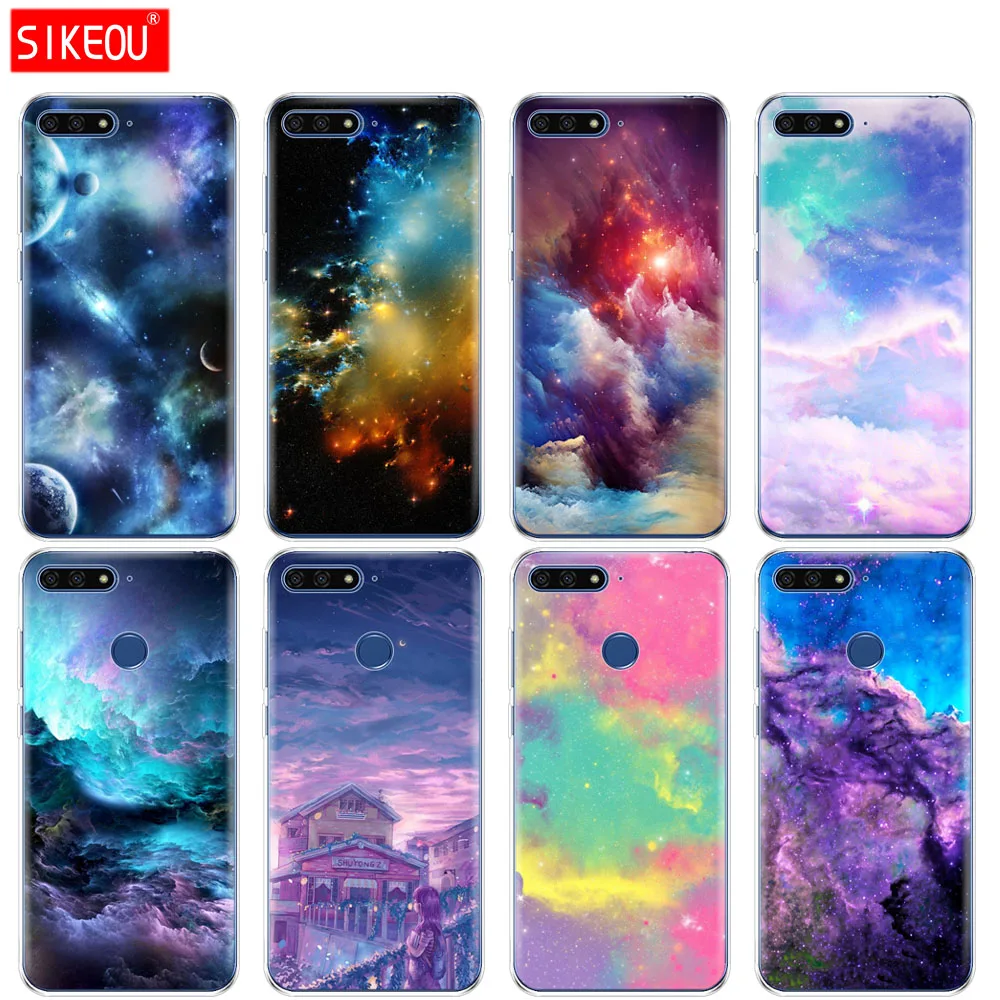Силиконовый чехол для телефона Huawei Honor 7A PRO 7C Y5 Y6 Y7 Y9 2017 2018 Prime space stars planet|Бамперы| |