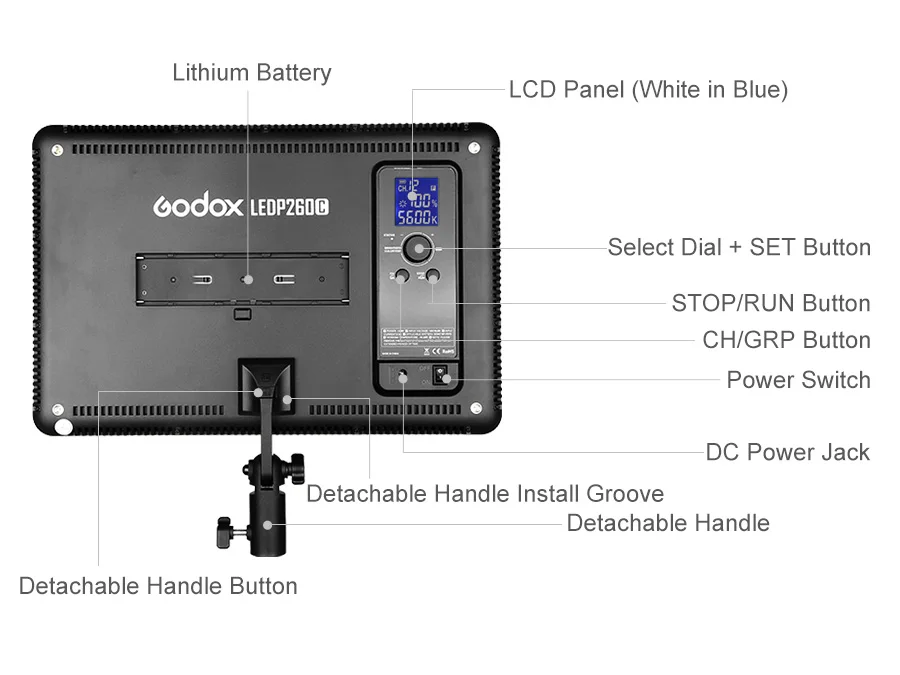 Godox светодиодный P260C 3300~ 5500K светодиодный двухцветный и Диммируемый студийный видео светильник лампа панель для камеры DV видеокамеры+ Бесплатный адаптер переменного тока