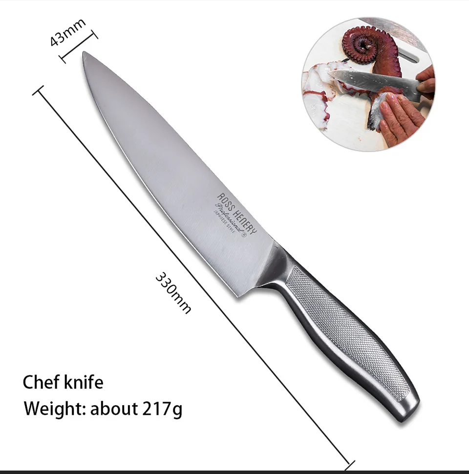 Stainless Steel 9pcs Kitchen Knife Set High Carbon Steel Blade Non-slip Handle Quality Chef Bread Utility Knife Cooking Tools