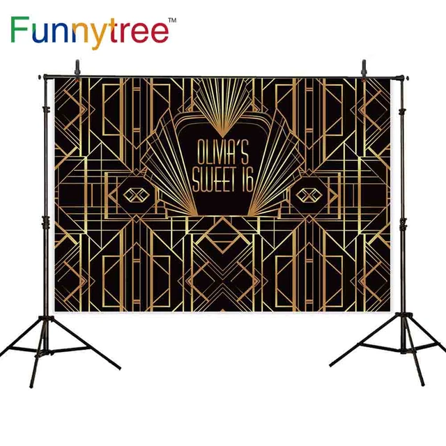 Funnytree Sweet 16 18th Birthday Background Photo Great Gatsby Decorations  Custom Black Backdrop Photography Photocall Party - AliExpress