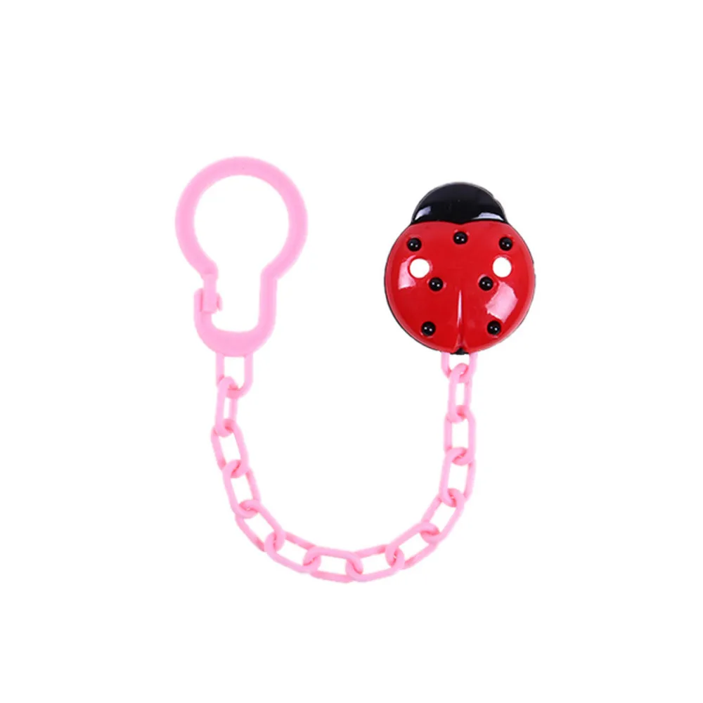 Baby dummy clip soother HOLDER chain Green Blue Pink LADYBIRD strap ribbon NEW