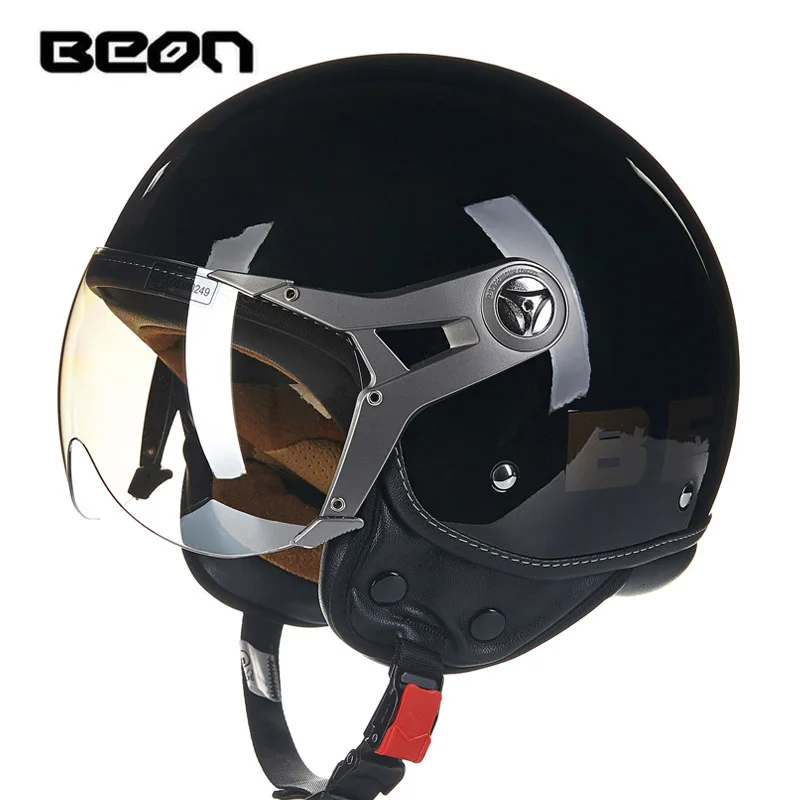 Gloss style Подлинный Beon винтажные мотоциклетные шлемы ECE Ретро мото Casco велосипедные шлемы скутер летний зимний шлем - Цвет: Gloss style