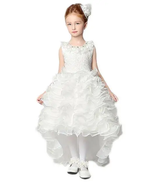Girls Wedding Formal Dresses 2018 sleeveless Tailing Lace Tiered Gauze Flowers Girls Princess Dress Kids Birthday Party Dress цена Girls Wedding Formal Dresses 2018 sleeveless Tailing Lace Tiered Gauze Flowers Girls Princess Dress Kids Birthday Party Dress цены онлайн