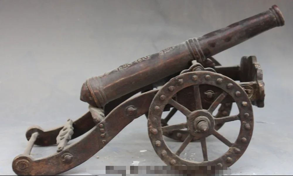 Old Chinese Bronze Tang Dynasty Artillery Cannon Artillery Cannons Equip Weaponin Statues