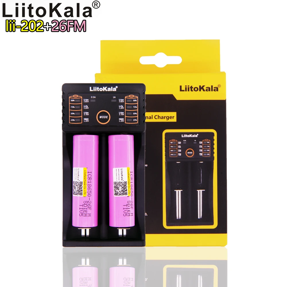 Liitokala 18650 литиевая батарея ICR18650 26FM аккумуляторная батарея 2600mAh 3,7 V lii-202 многофункциональное зарядное устройство