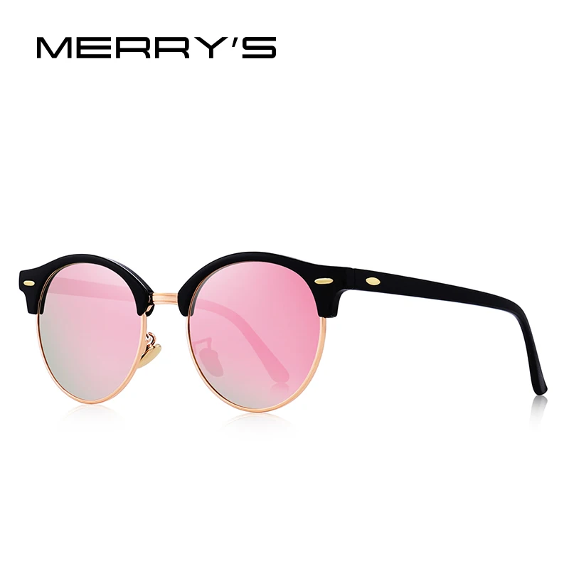 MERRYS DESIGN Men Women Classic Retro Rivet Polarized Sunglasses Unisex Glasses Fashion Male Eyewear UV400 Protection S8054N - Lenses Color: C08 Rose gold Pink