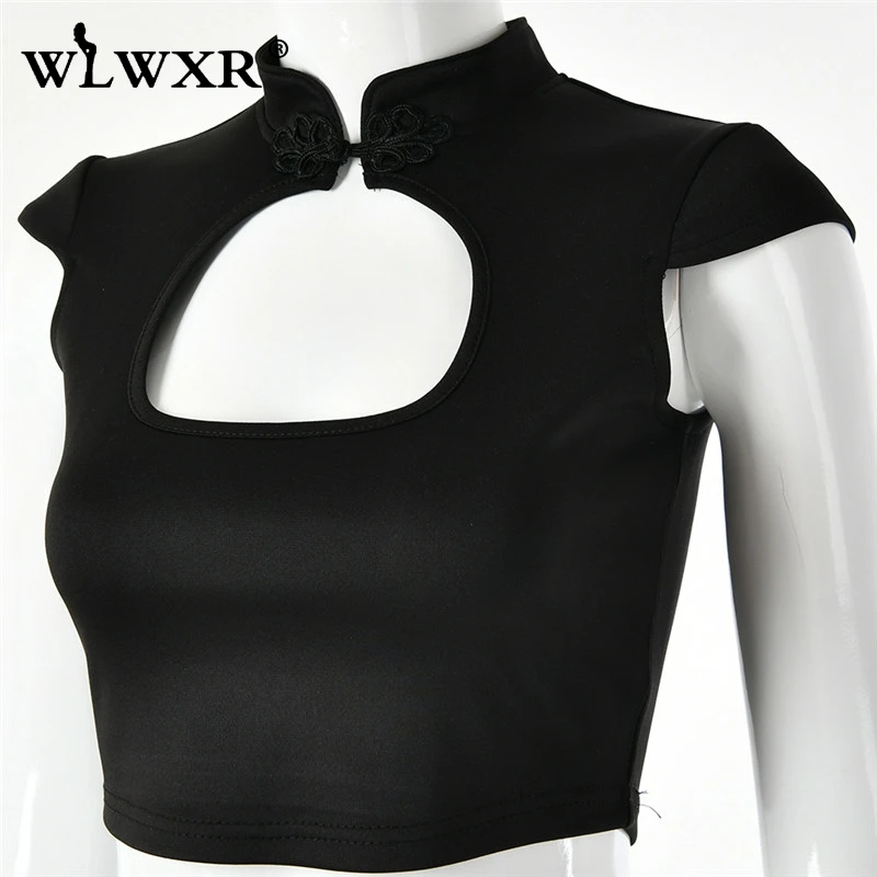 WLWXR повседневная короткая пикантная облегающий топ женская укороченная однотонная хлопковая открытая Футболка женская майка женские летние топы