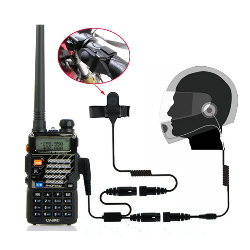 

XQF Full Face Helmet Motorcycle Headset Earpiece Mic for Kenwood BAOFENG Two Way Radio UV-5R UV-6R GT-3 PX-777 TH-UVF8D KG-UV6D